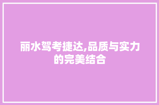 丽水驾考捷达,品质与实力的完美结合