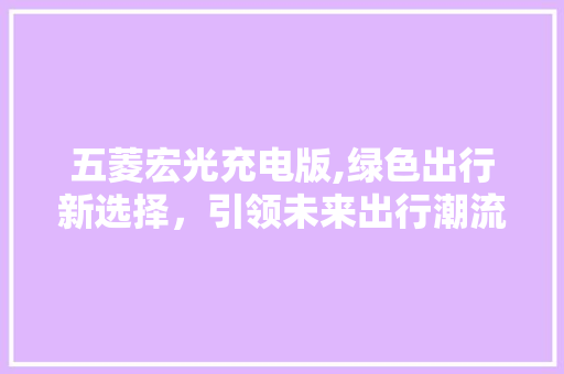 五菱宏光充电版,绿色出行新选择，引领未来出行潮流 综合知识