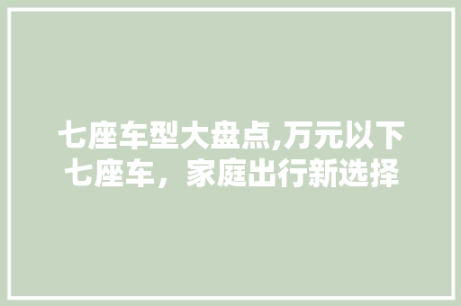 七座车型大盘点,万元以下七座车，家庭出行新选择 汽车知识