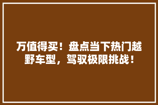万值得买！盘点当下热门越野车型，驾驭极限挑战！