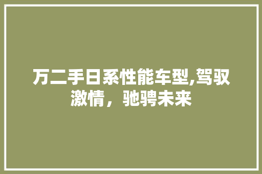 万二手日系性能车型,驾驭激情，驰骋未来