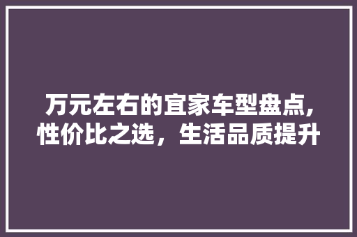 万元左右的宜家车型盘点,性价比之选，生活品质提升新伙伴