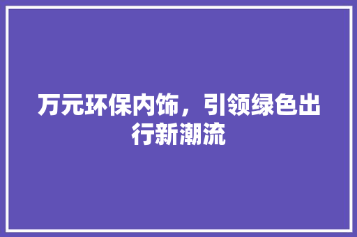 万元环保内饰，引领绿色出行新潮流 汽车知识