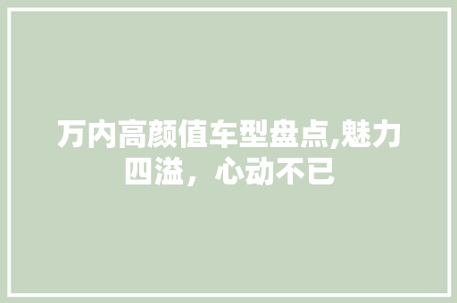 万内高颜值车型盘点,魅力四溢，心动不已