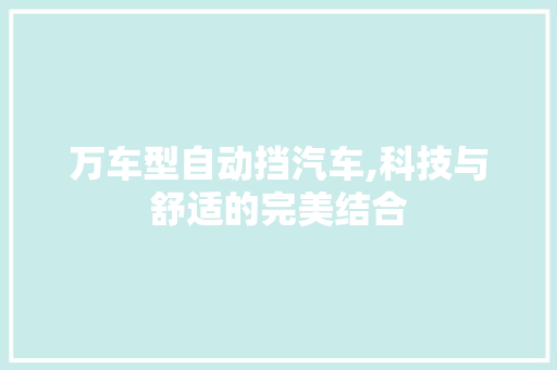 万车型自动挡汽车,科技与舒适的完美结合 汽车知识