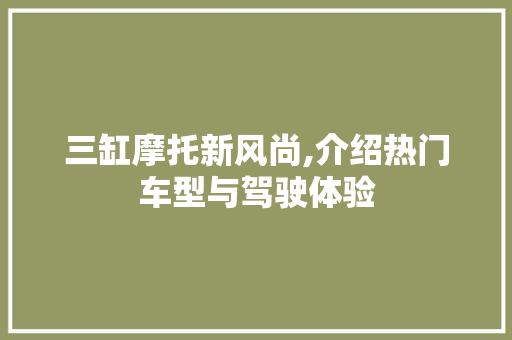 三缸摩托新风尚,介绍热门车型与驾驶体验 汽车知识