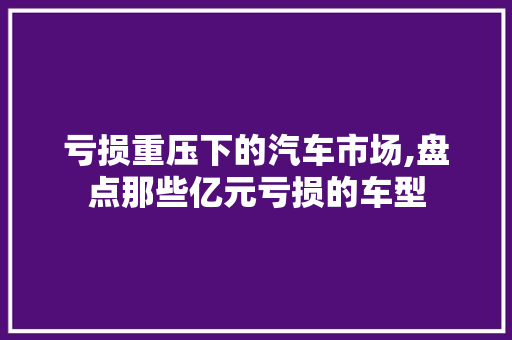 亏损重压下的汽车市场,盘点那些亿元亏损的车型