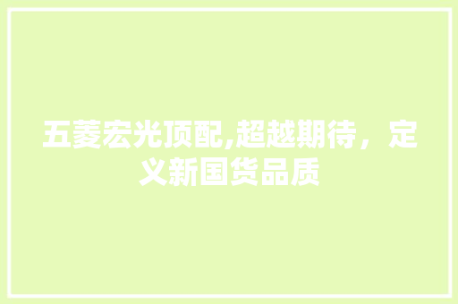 五菱宏光顶配,超越期待，定义新国货品质