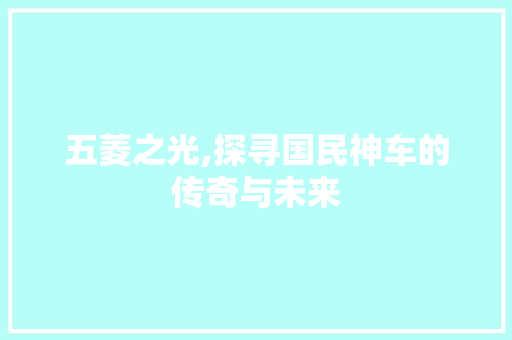 五菱之光,探寻国民神车的传奇与未来
