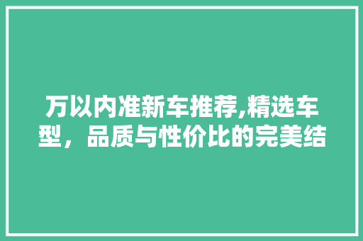 万以内准新车推荐,精选车型，品质与性价比的完美结合