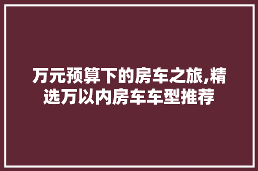 万元预算下的房车之旅,精选万以内房车车型推荐