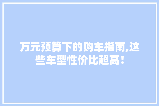 万元预算下的购车指南,这些车型性价比超高！ 汽车知识