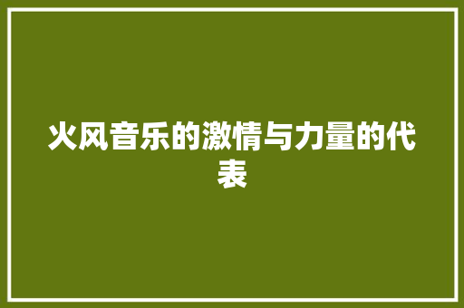 火风音乐的激情与力量的代表 休闲娱乐