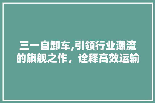 三一自卸车,引领行业潮流的旗舰之作，诠释高效运输新篇章