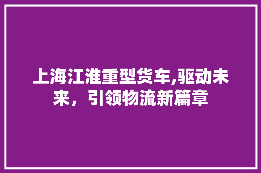 上海江淮重型货车,驱动未来，引领物流新篇章