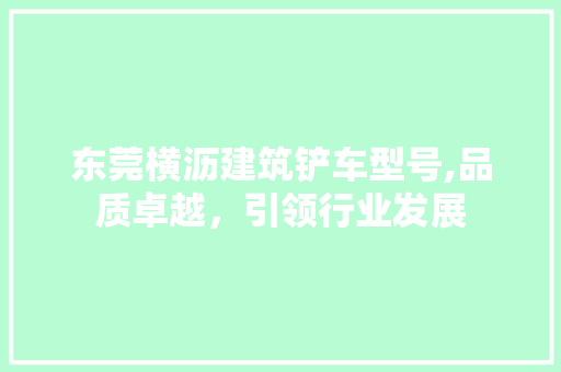 东莞横沥建筑铲车型号,品质卓越，引领行业发展