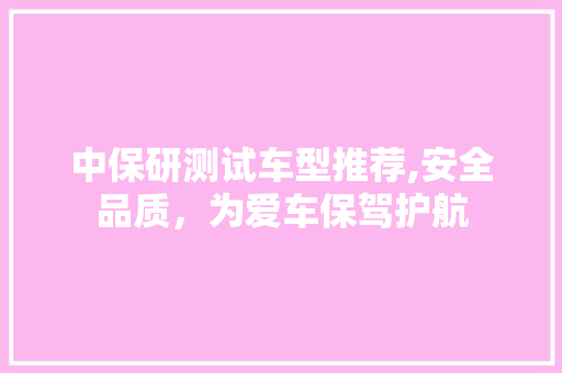中保研测试车型推荐,安全品质，为爱车保驾护航