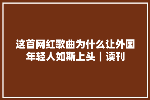 这首网红歌曲为什么让外国年轻人如斯上头｜读刊
