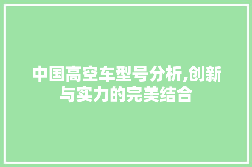 中国高空车型号分析,创新与实力的完美结合