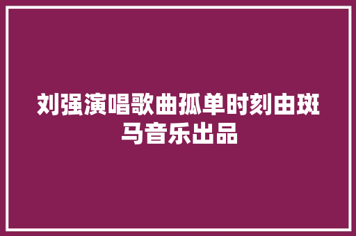 刘强演唱歌曲孤单时刻由斑马音乐出品