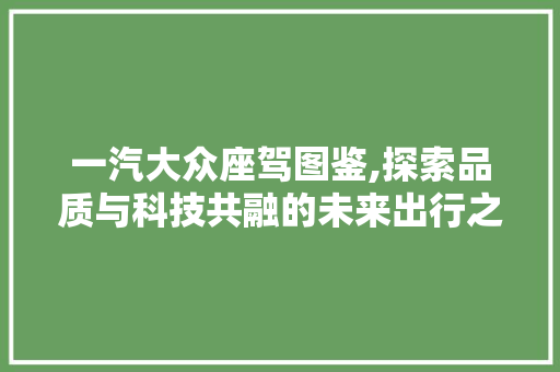 一汽大众座驾图鉴,探索品质与科技共融的未来出行之路