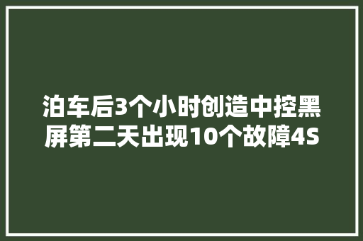 泊车后3个小时创造中控黑屏第二天出现10个故障4S店可以修 汽车知识