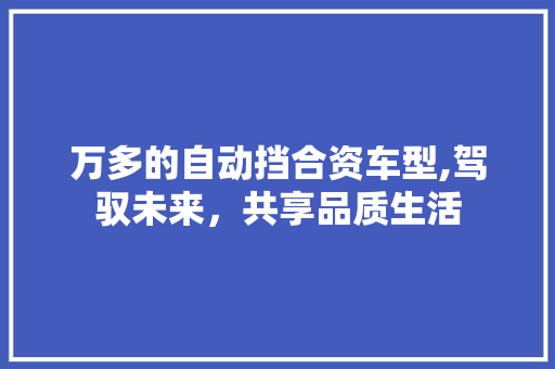 万多的自动挡合资车型,驾驭未来，共享品质生活