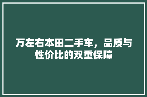 万左右本田二手车，品质与性价比的双重保障