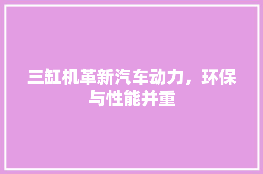 三缸机革新汽车动力，环保与性能并重