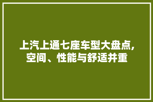 上汽上通七座车型大盘点,空间、性能与舒适并重