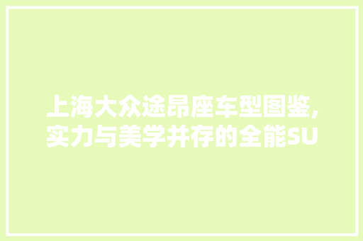 上海大众途昂座车型图鉴,实力与美学并存的全能SUV