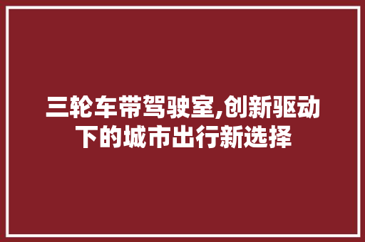三轮车带驾驶室,创新驱动下的城市出行新选择