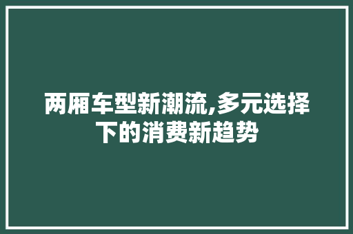 两厢车型新潮流,多元选择下的消费新趋势 汽车知识