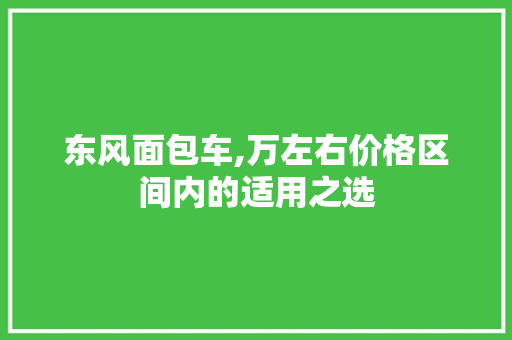 东风面包车,万左右价格区间内的适用之选 汽车知识