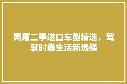 两厢二手进口车型精选，驾驭时尚生活新选择 汽车知识