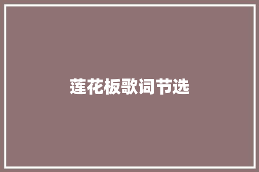 莲花板歌词节选