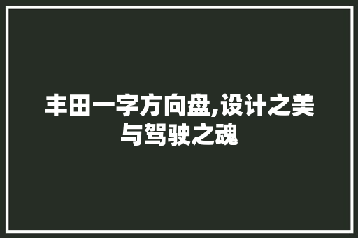 丰田一字方向盘,设计之美与驾驶之魂