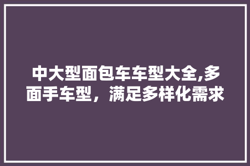 中大型面包车车型大全,多面手车型，满足多样化需求