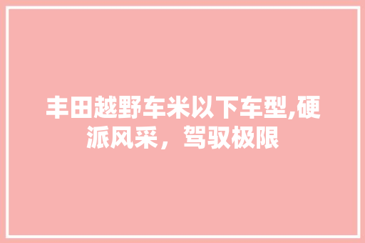 丰田越野车米以下车型,硬派风采，驾驭极限
