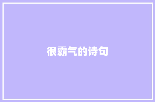 很霸气的诗句