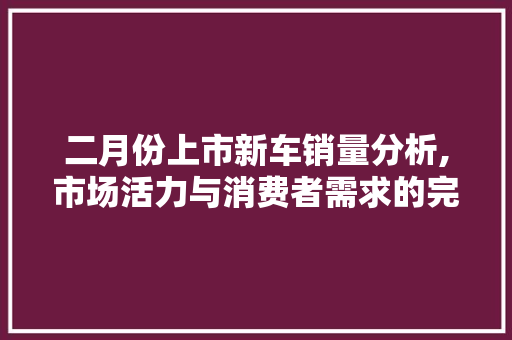 二月份上市新车销量分析,市场活力与消费者需求的完美契合 汽车知识