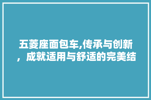 五菱座面包车,传承与创新，成就适用与舒适的完美结合