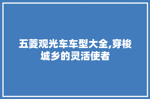 五菱观光车车型大全,穿梭城乡的灵活使者