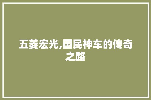 五菱宏光,国民神车的传奇之路 汽车知识