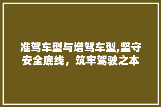 准驾车型与增驾车型,坚守安全底线，筑牢驾驶之本 汽车知识