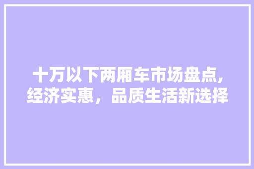 十万以下两厢车市场盘点,经济实惠，品质生活新选择