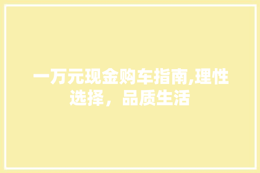 一万元现金购车指南,理性选择，品质生活