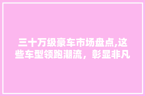 三十万级豪车市场盘点,这些车型领跑潮流，彰显非凡品味 汽车知识