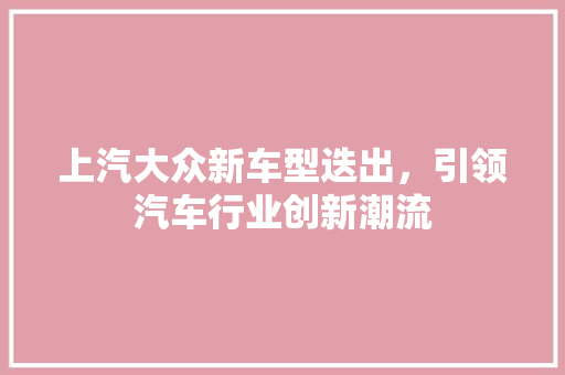 上汽大众新车型迭出，引领汽车行业创新潮流 汽车知识