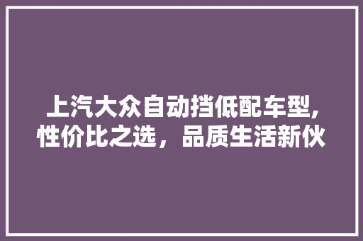 上汽大众自动挡低配车型,性价比之选，品质生活新伙伴 汽车知识